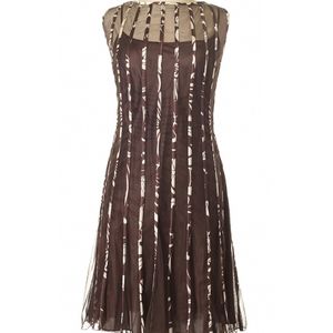 Sandra Darren - Brown and Gold  Casual Dress, Size 12